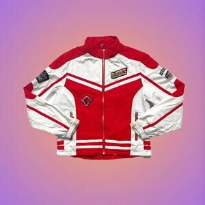 Vintage Y2K Woman Gran Prix Racing Jacket Hype Streetwear Red & White Sz L